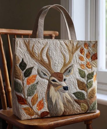 Starlit Deer Quilted Tote Bag