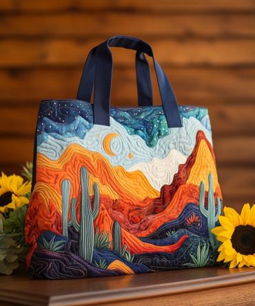 Starlit Peaks Quilted Tote Bag