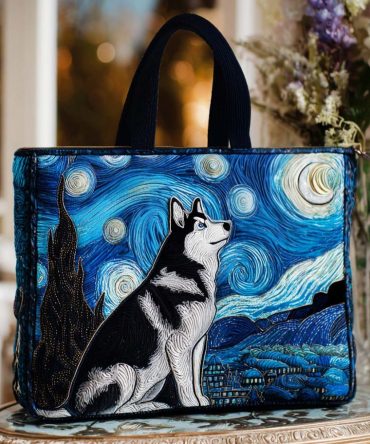 Starry Husky Quilted Tote Bag
