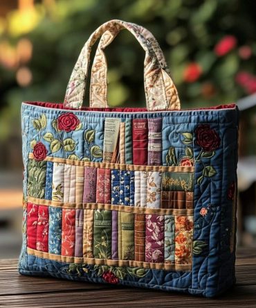 Story Path Quilted Tote Bag