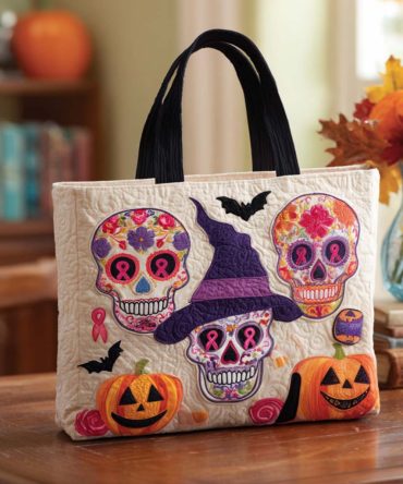 Sugar Skull Magic Quilted Tote Bag