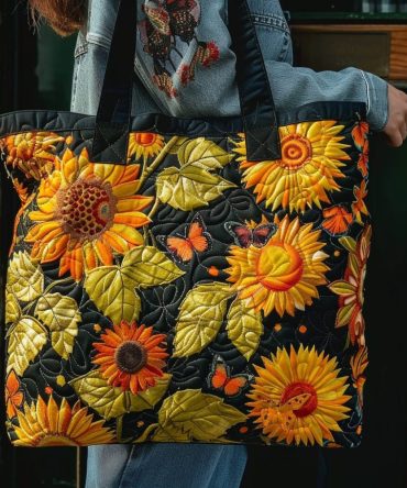 Sunflower Garden Quilted Tote Bag