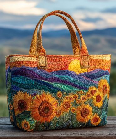 Sunflower Hills Quilted Tote Bag