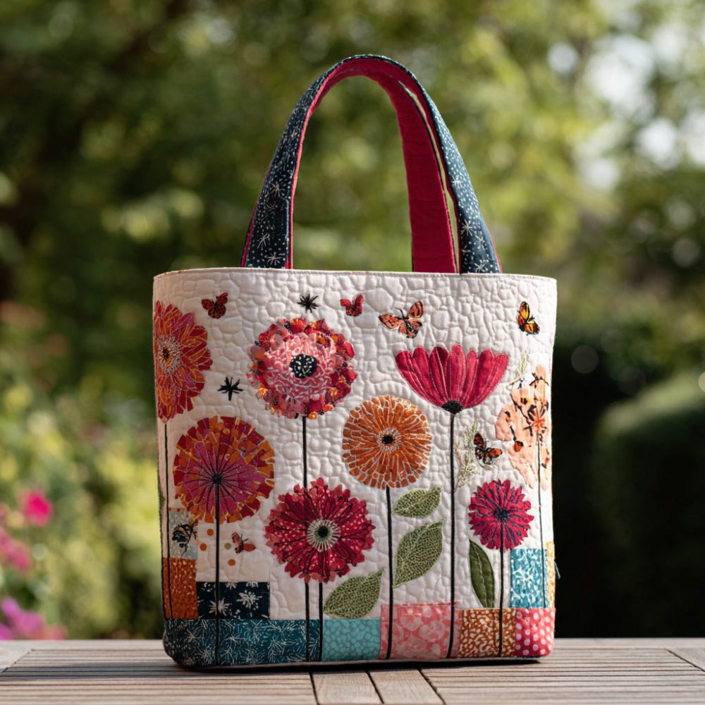 Sunlit Petals Quilted Tote Bag