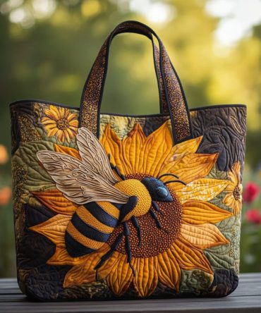 Sunny Bee Quilted Tote Bag