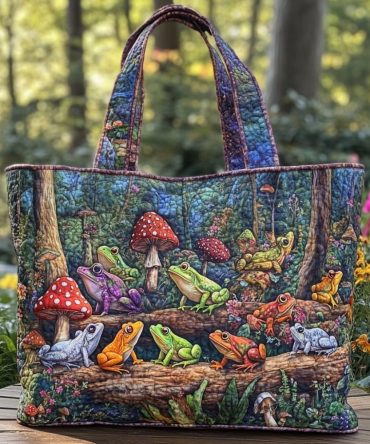 Sunny Frog Quilted Tote Bag