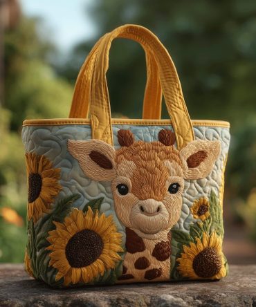 Sunny Giraffe Vibes Quilted Tote Bag