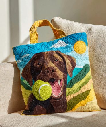 Sunny Lab Play Quilted Tote Bag