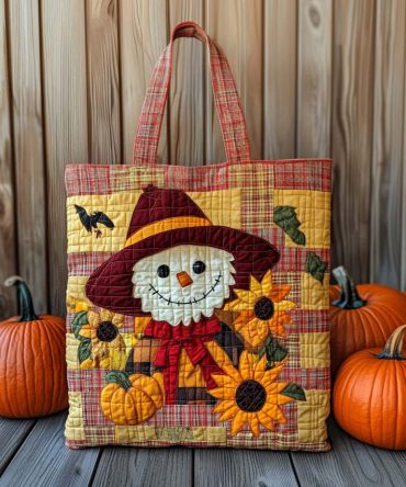 Sunny Scarecrow Quilted Tote Bag