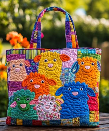Sunny Sheep Quilted Tote Bag