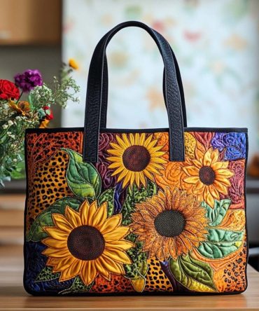 Sunny Sunflower Vibe Quilted Tote Bag