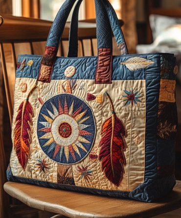 Sunrise Circle Quilted Tote Bag