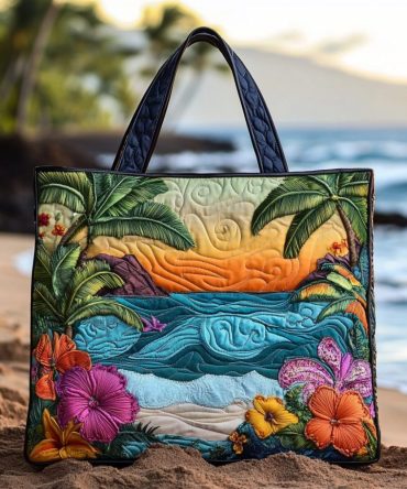 Sunset Bloom Quilted Tote Bag