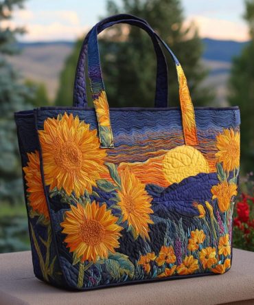 Sunset Glory Quilted Tote Bag