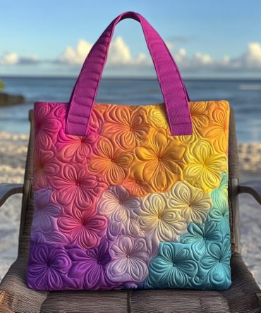 Sunset Petals Quilted Tote Bag