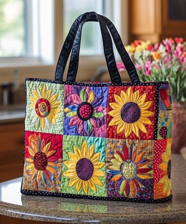Sweet Sunflower Bloom Quilted Tote Bag