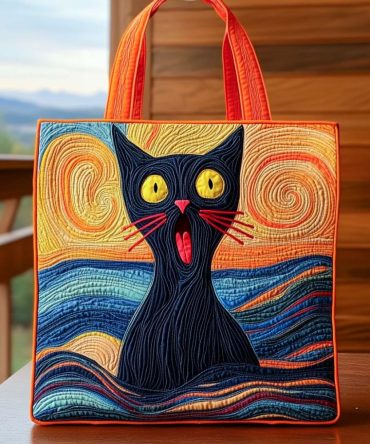 The Scream Cat Quilted Tote Bag