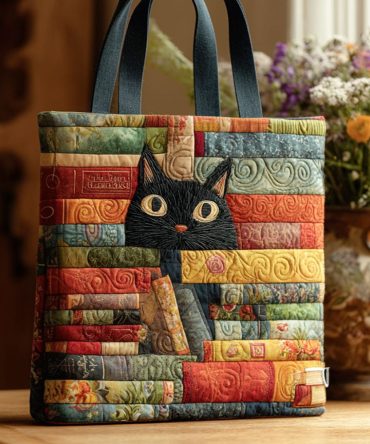 The Watchful Cat Quilted Tote Bag