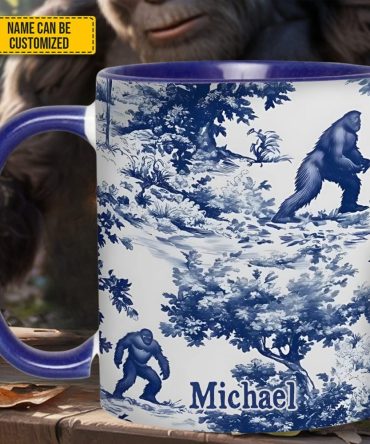 Bigfoot Sasquatch Print Forest Toile Funny - Personalized Accent Mug