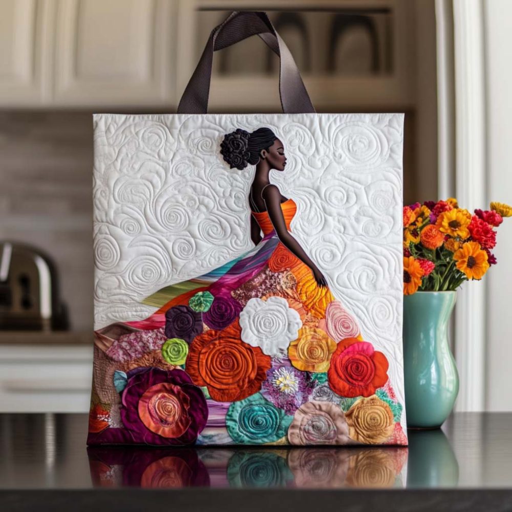 Timeless Black Lady Quilted Tote Bag