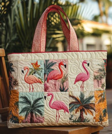 Tropical Flamingo Quilted Tote Bag