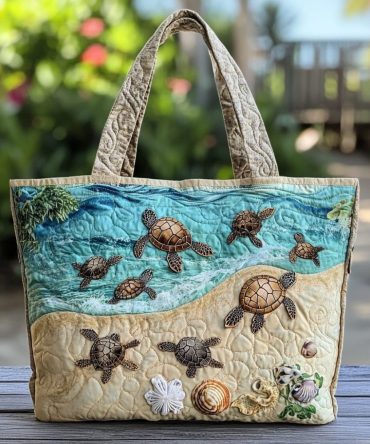 Turtle Breeze Quilted Tote Bag