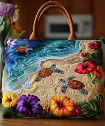 Turtle Island Trip Quilted Tote Bag