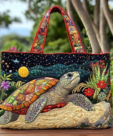 Turtle Life Quilted Tote Bag