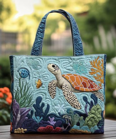 Turtle Shores Quilted Tote Bag