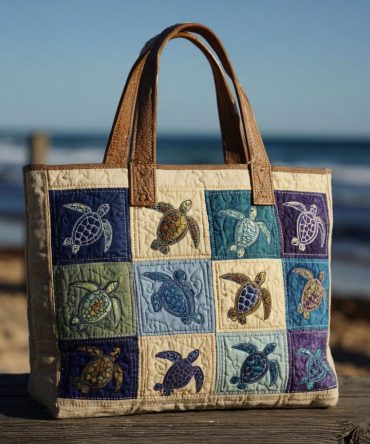 Turtle Tracks Quilted Tote Bag