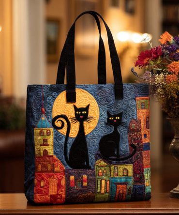 Twilight Tails Quilted Tote Bag