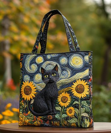 Twilight Whiskers Quilted Tote Bag