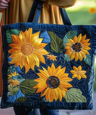 Vibrant Sunflowers Quilted Tote Bag
