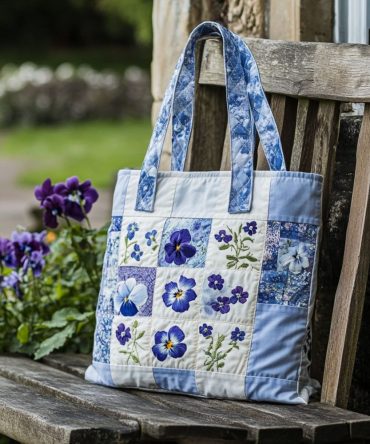 Violet Hues Quilted Tote Bag