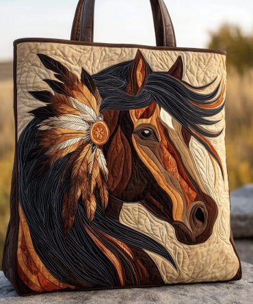 Warrior Horse Path Quilted Tote Bag