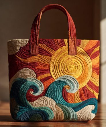 Wavy Sun Quilted Tote Bag