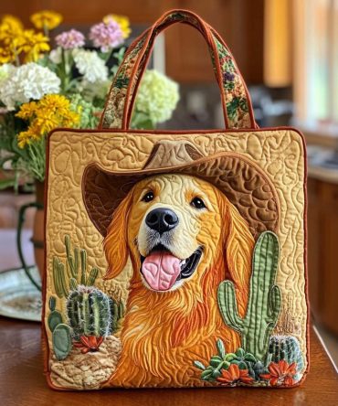 Western Pup Vibes Quilted Tote Bag