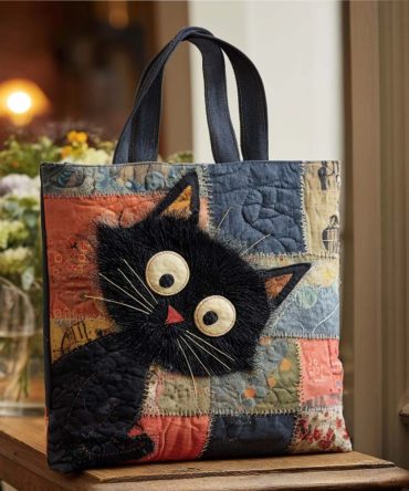 Whisker Cat Quilted Tote Bag