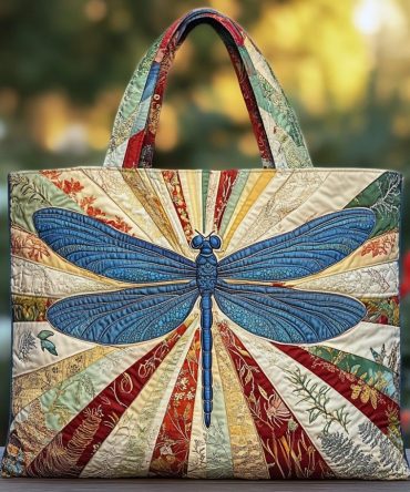 Wild Dragonfly Quilted Tote Bag