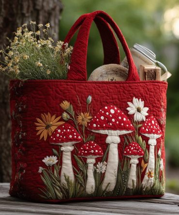 Wild Mushroom Quilted Tote Bag