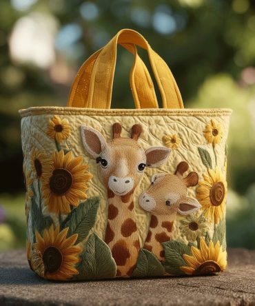Wildflower Giraffe Quilted Tote Bag