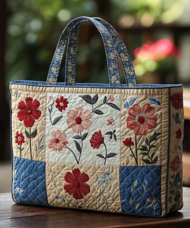 Wildflower Lane Quilted Tote Bag