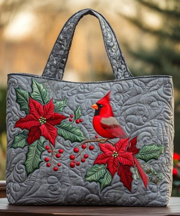 Winter Branch Quilted Tote Bag