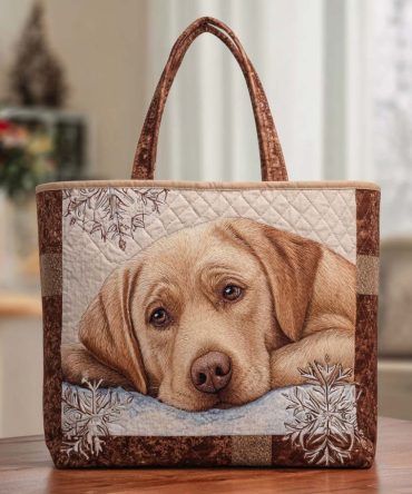 Winter Gaze Lab Quilted Tote Bag