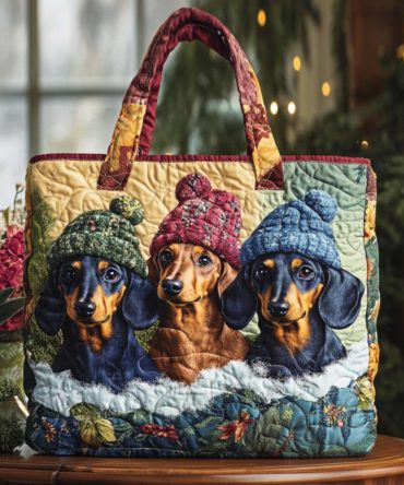 Winter Pup Quilted Tote Bag