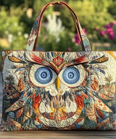 Wise Owl Quilted Tote Bag