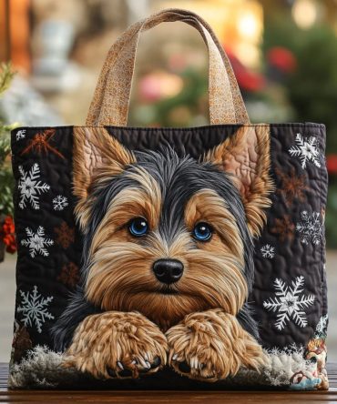 Yorkie Bliss Quilted Tote Bag