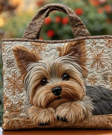 Yorkie Shine Quilted Tote Bag