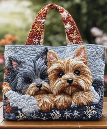 Yorkie Star Quilted Tote Bag