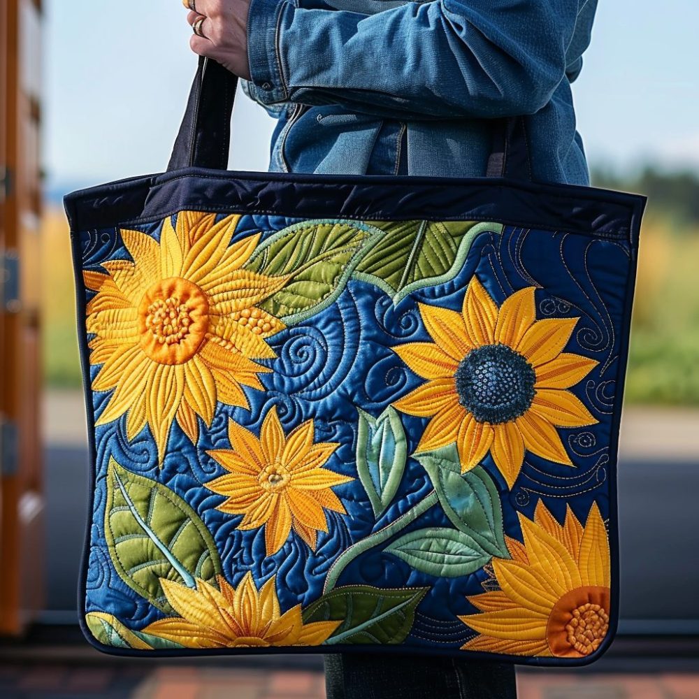 Artistic Sunflowers Quilted Tote Bag